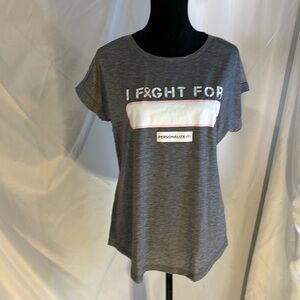 Xersion “I Fight for” Gray Mesh Shirt Size M NWOT